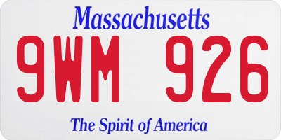 MA license plate 9WM926