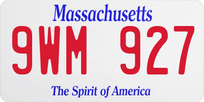 MA license plate 9WM927