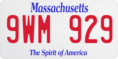 MA license plate 9WM929