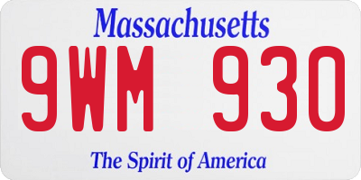 MA license plate 9WM930