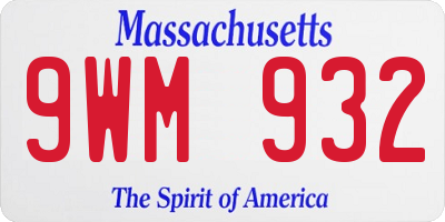 MA license plate 9WM932