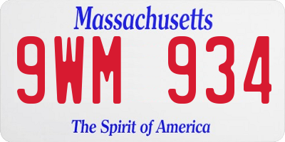 MA license plate 9WM934