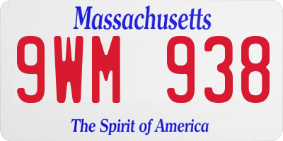 MA license plate 9WM938