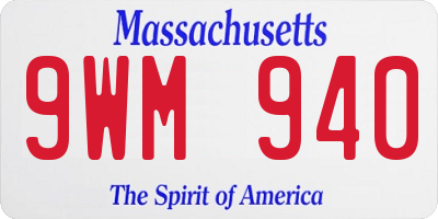 MA license plate 9WM940