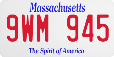 MA license plate 9WM945