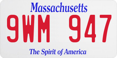 MA license plate 9WM947