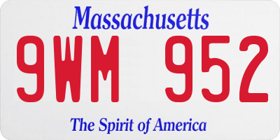 MA license plate 9WM952