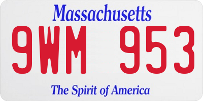MA license plate 9WM953