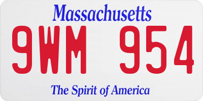 MA license plate 9WM954