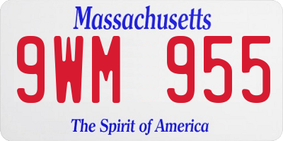 MA license plate 9WM955