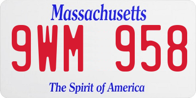 MA license plate 9WM958