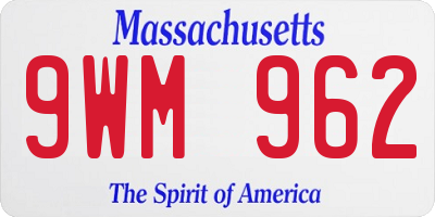 MA license plate 9WM962