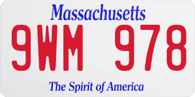 MA license plate 9WM978