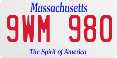 MA license plate 9WM980