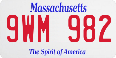 MA license plate 9WM982