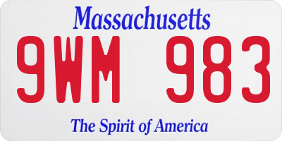 MA license plate 9WM983