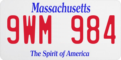 MA license plate 9WM984