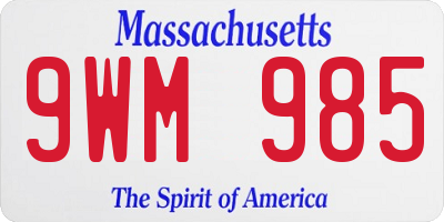 MA license plate 9WM985