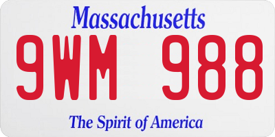 MA license plate 9WM988
