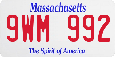 MA license plate 9WM992