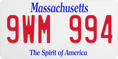 MA license plate 9WM994