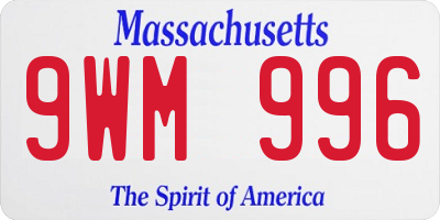 MA license plate 9WM996