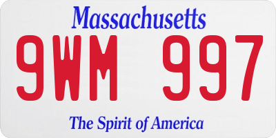 MA license plate 9WM997