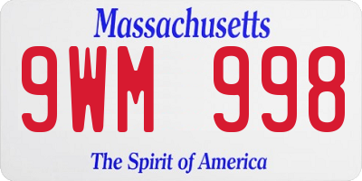 MA license plate 9WM998