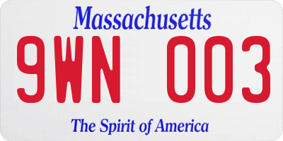 MA license plate 9WN003