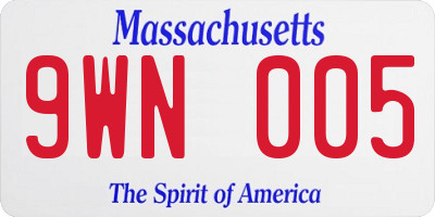 MA license plate 9WN005