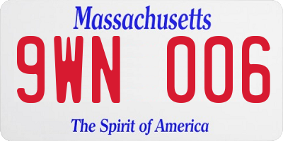 MA license plate 9WN006