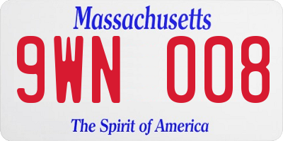 MA license plate 9WN008
