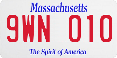 MA license plate 9WN010