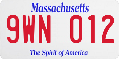 MA license plate 9WN012