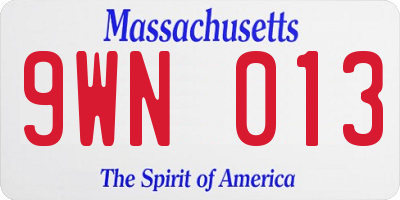 MA license plate 9WN013