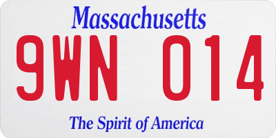 MA license plate 9WN014