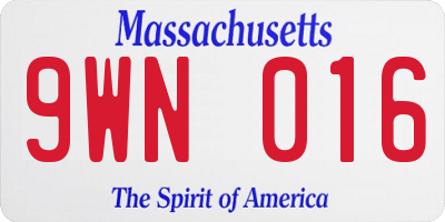 MA license plate 9WN016