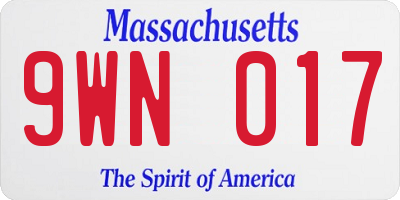 MA license plate 9WN017