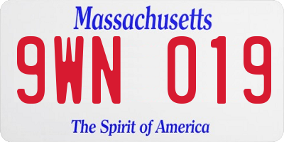 MA license plate 9WN019