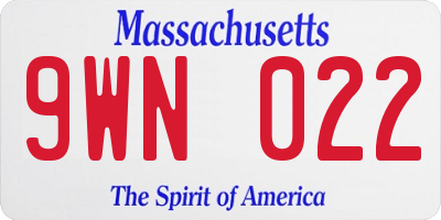 MA license plate 9WN022