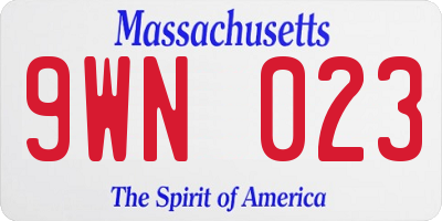 MA license plate 9WN023
