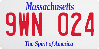 MA license plate 9WN024