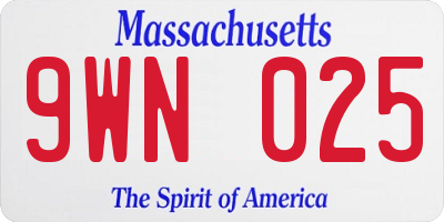 MA license plate 9WN025