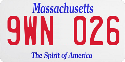 MA license plate 9WN026