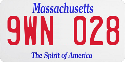 MA license plate 9WN028