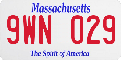 MA license plate 9WN029
