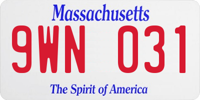 MA license plate 9WN031