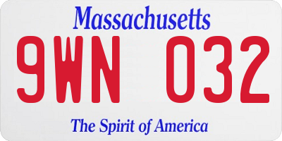 MA license plate 9WN032