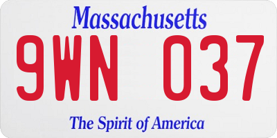 MA license plate 9WN037