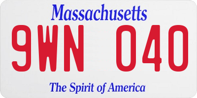 MA license plate 9WN040